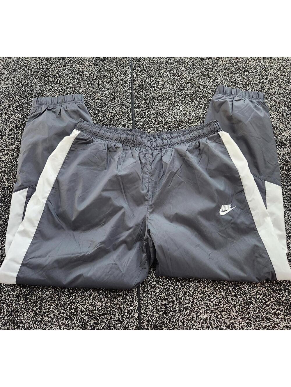Nike Men XL Gray Sportwear Woven Track Suit Nylon mesh lined Joggers Windbreaker